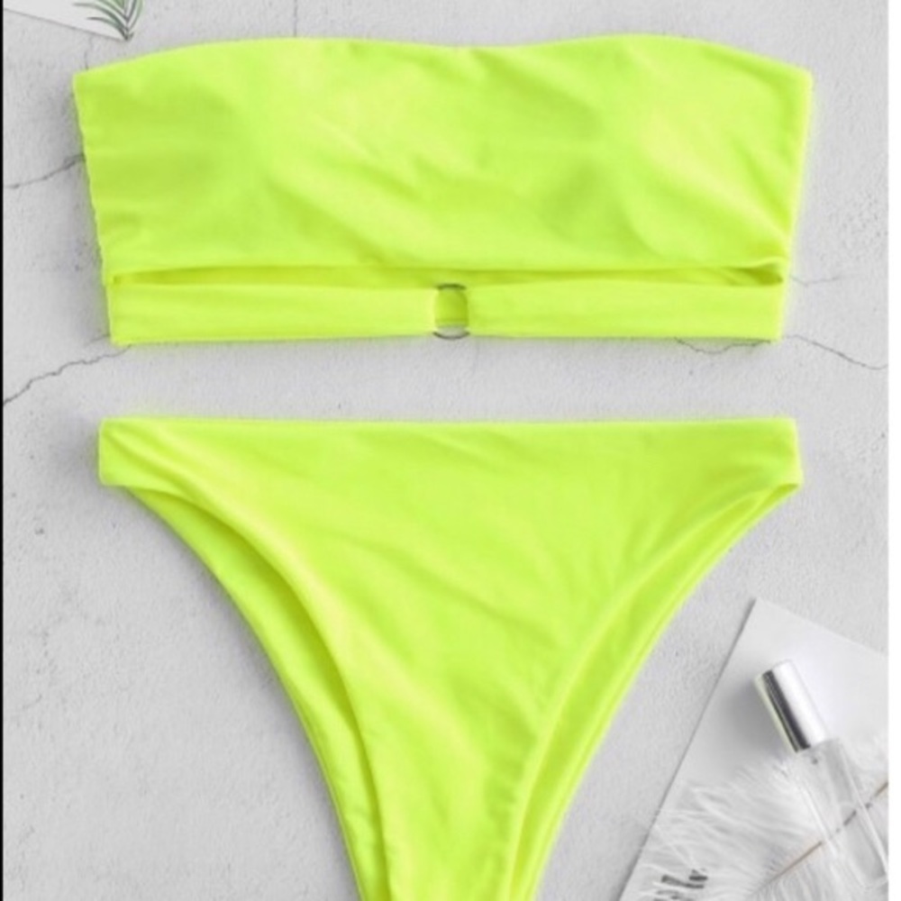 Zaful Lime Neon Green Swimsuit Bikini Top